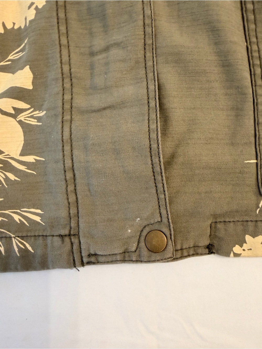 Anthropologie Olive Green Embroidered Beaded  Floral Utility Shacket Size XL - Picture 4 of 15